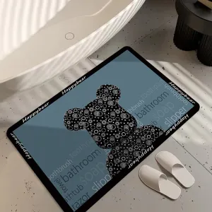 Non-Slip Absorbent Mat with Bear Design - 40x60cm
