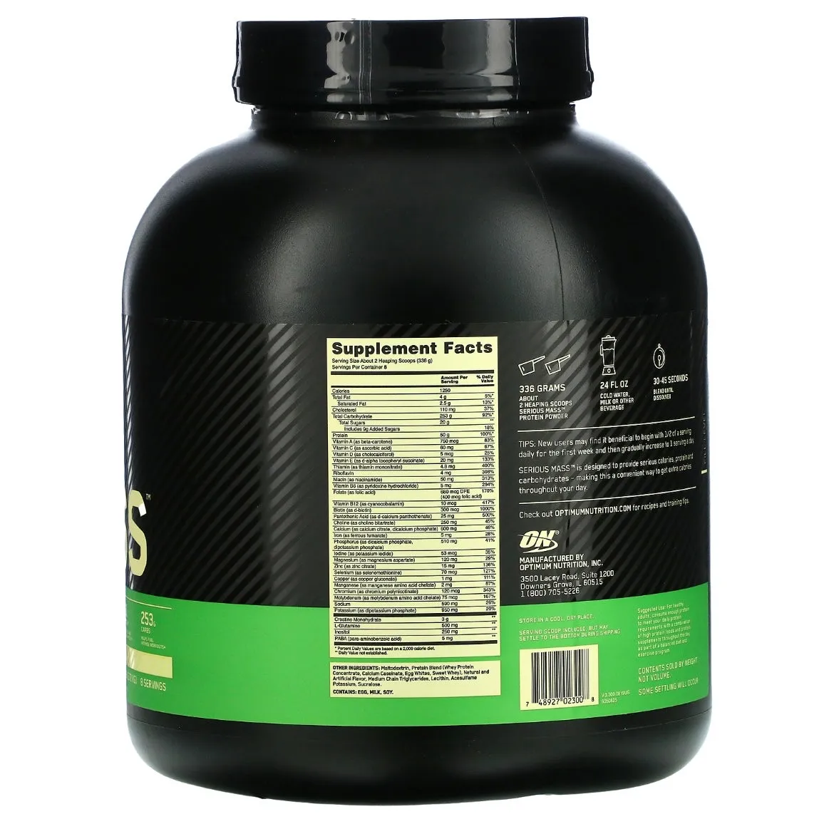 Optimum Nutrition Serious Mass (6 Lbs) Vanilla EXP Dec 2025