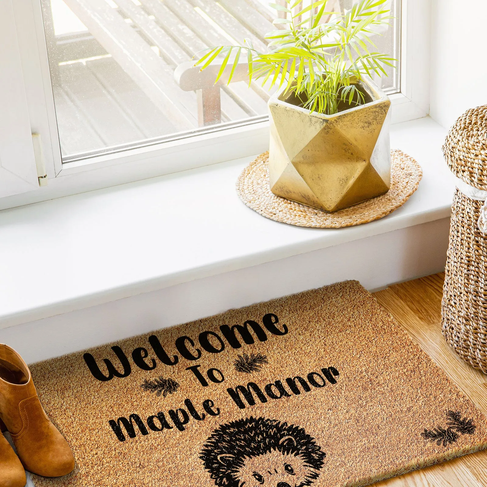 Personalised Doormat - Hedgehog Welcome Name
