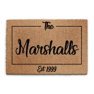 Personalised Doormat with Established Date and Family Name