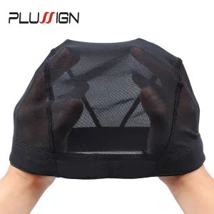 Plussign Black Mesh Dome Cap Wholesale 1PC Breathable Glueless Stretchable Spandex Hair Net Weave Cap For Making A Wig