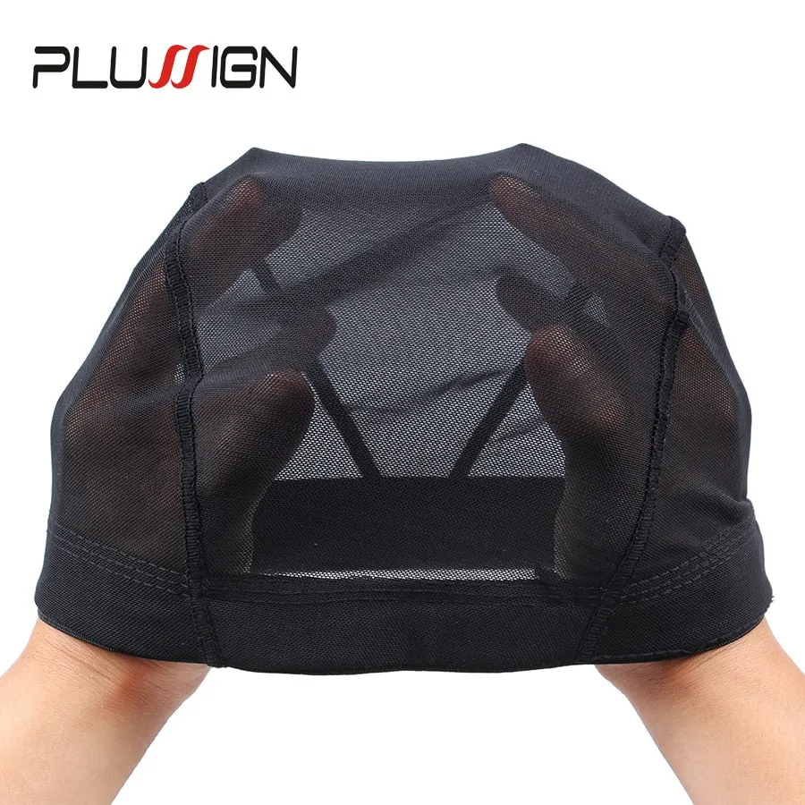 Plussign Black Mesh Dome Cap Wholesale 1PC Breathable Glueless Stretchable Spandex Hair Net Weave Cap For Making A Wig