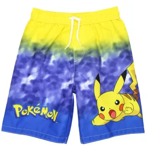 Pokemon Pikachu Boys Swim Trunks, UPF50 Sun Protection, Quick Dry Swimsuit