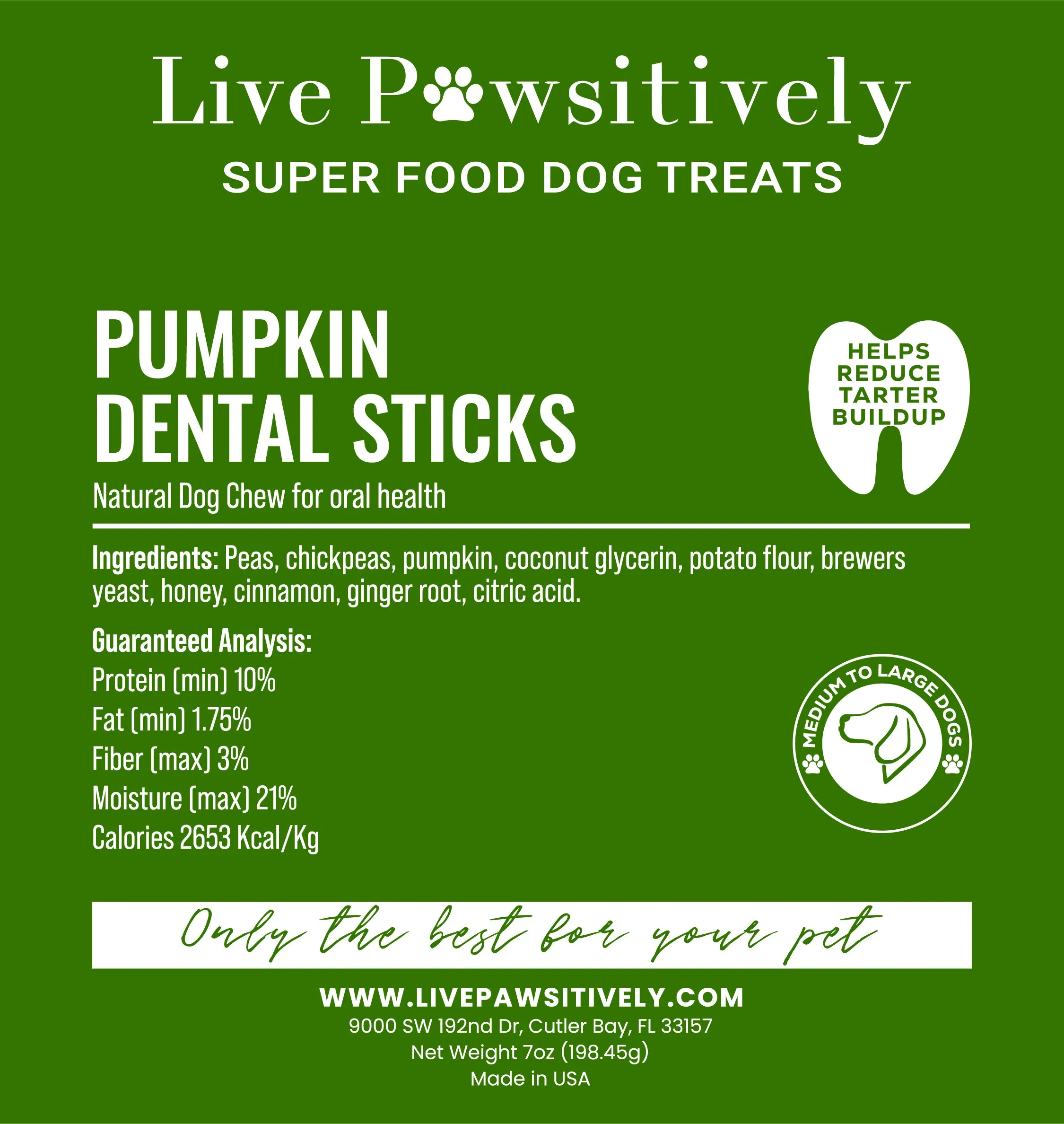 Pumpkin Dental Chews, Natural Dental stick for Dogs,Made in USA