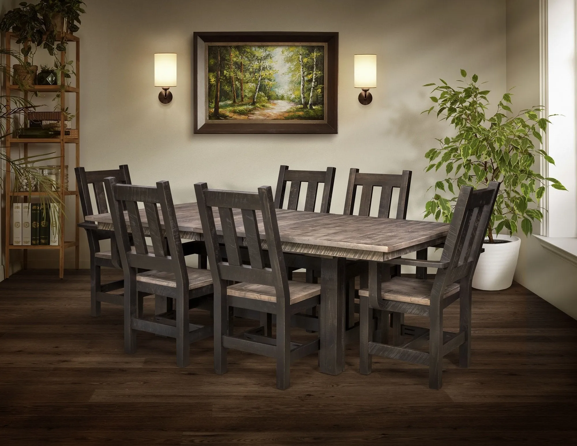 Quick-Ship / Amish Rough-Cut Maple Dining Arm Chair (Ships in 3-4 Weeks)