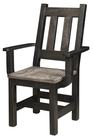 Quick-Ship / Amish Rough-Cut Maple Dining Arm Chair (Ships in 3-4 Weeks)