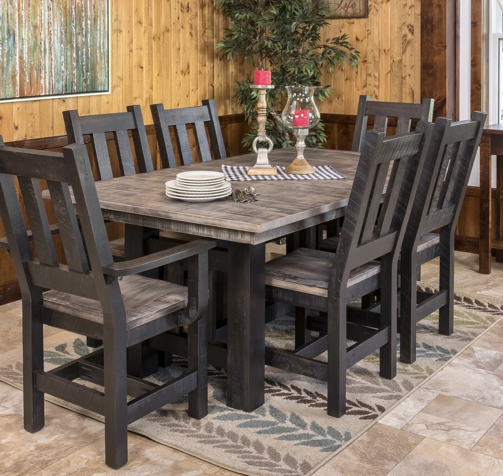 Quick-Ship / Amish Rough-Cut Maple Dining Arm Chair (Ships in 3-4 Weeks)