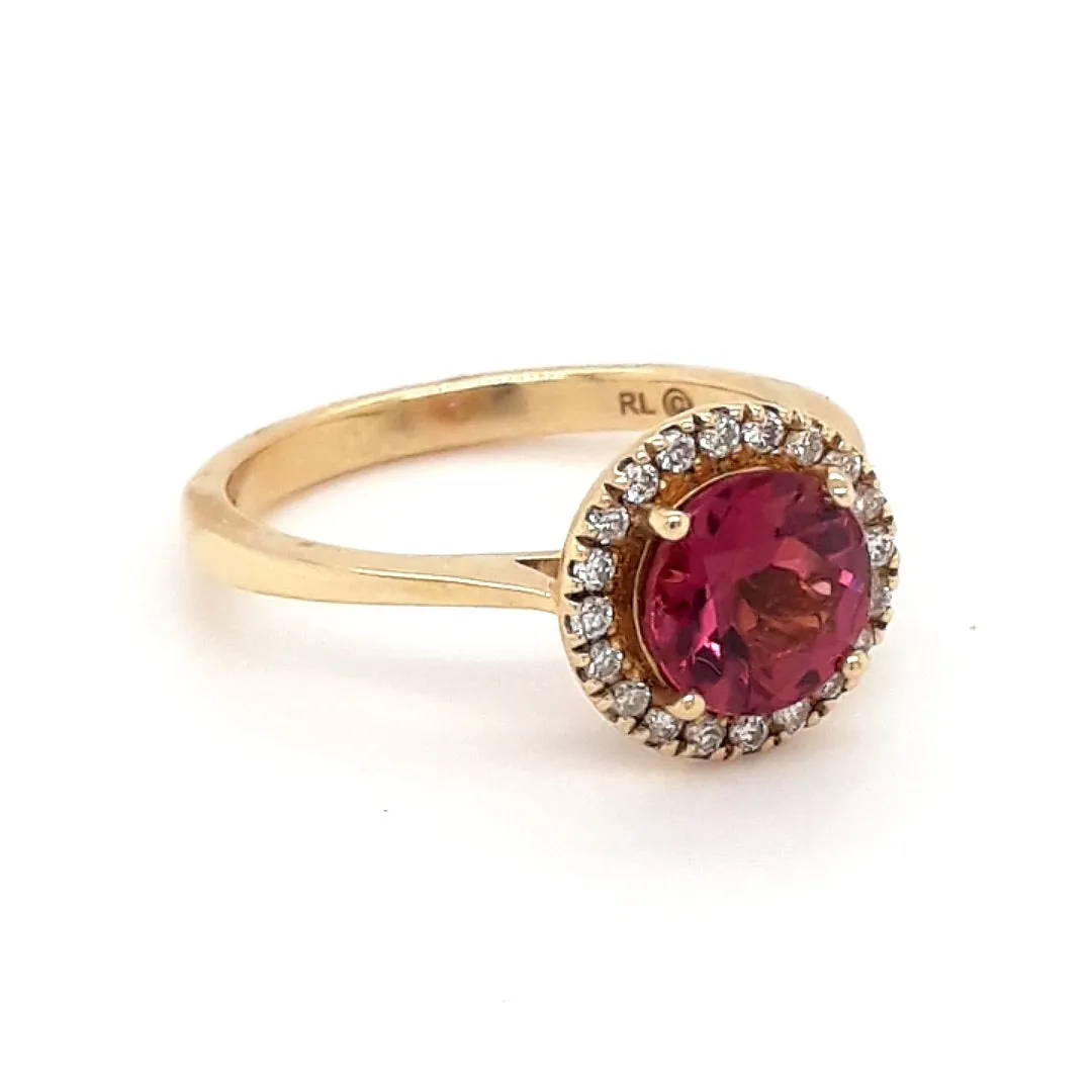 "Riuniti On Ice!" Ring - Rubellite and Diamond 14K Yellow Gold