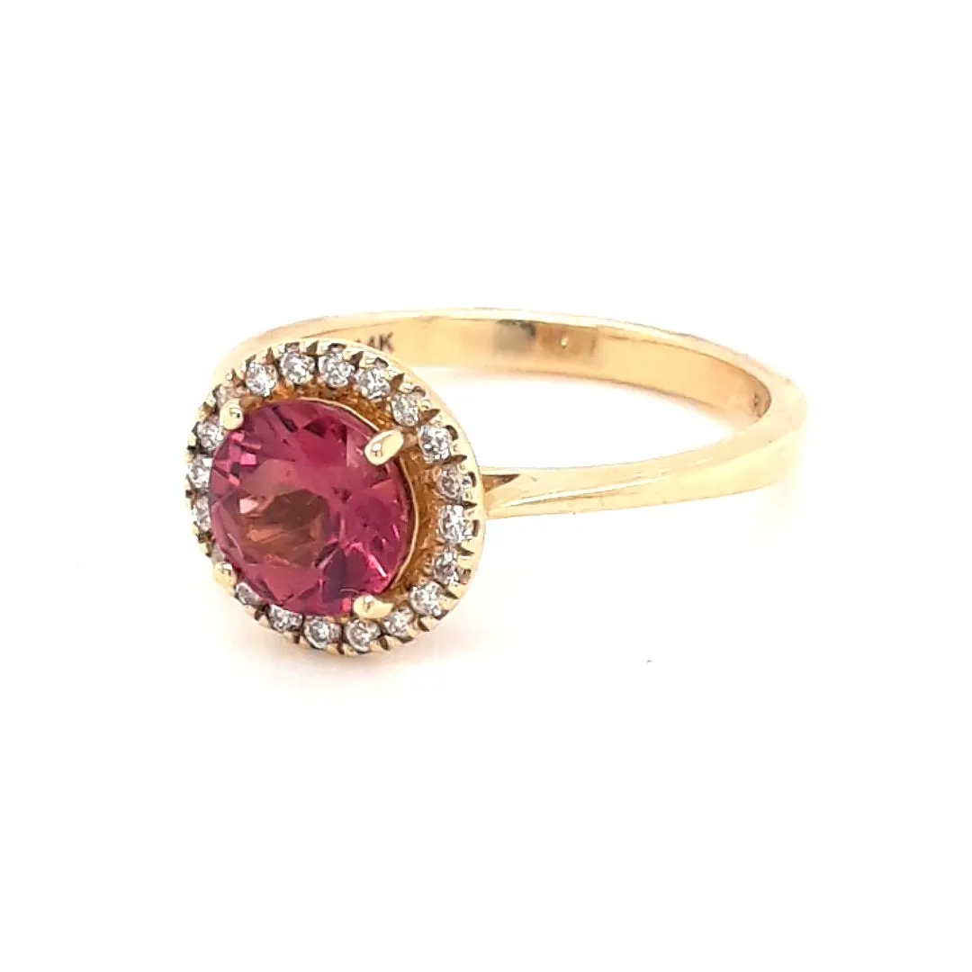"Riuniti On Ice!" Ring - Rubellite and Diamond 14K Yellow Gold