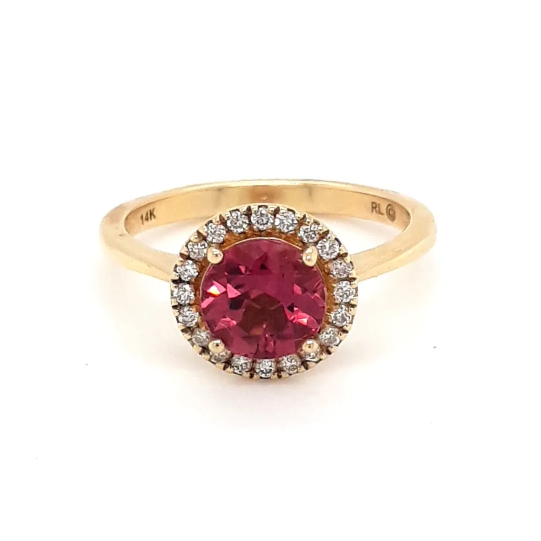 "Riuniti On Ice!" Ring - Rubellite and Diamond 14K Yellow Gold