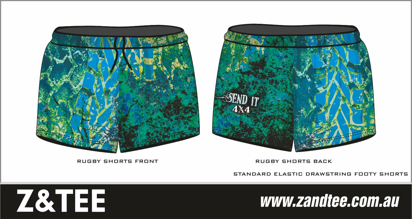 Rugby Shorts | 4x4 Send It Bush Aqua ★Pre-Order★