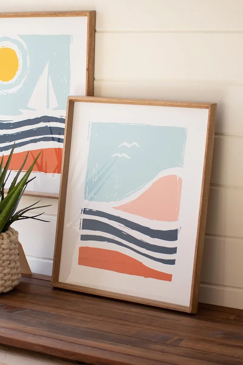 Set of 2 Seaside Prints Under Glass