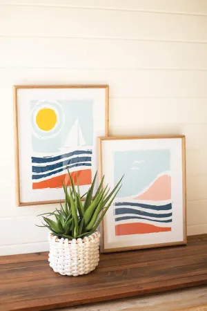 Set of 2 Seaside Prints Under Glass