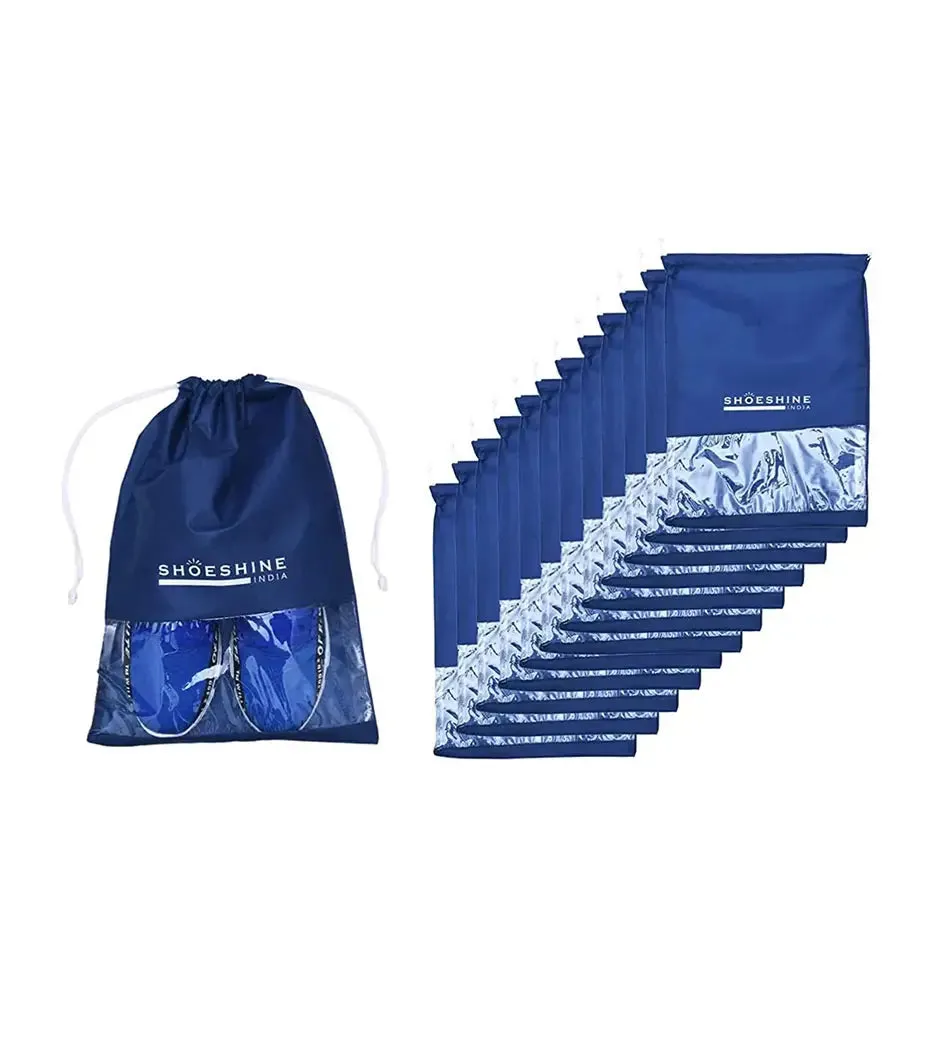 SHOESHINE Shoe Bags (Pack of 24) Travel Shoe Pouch - Navy