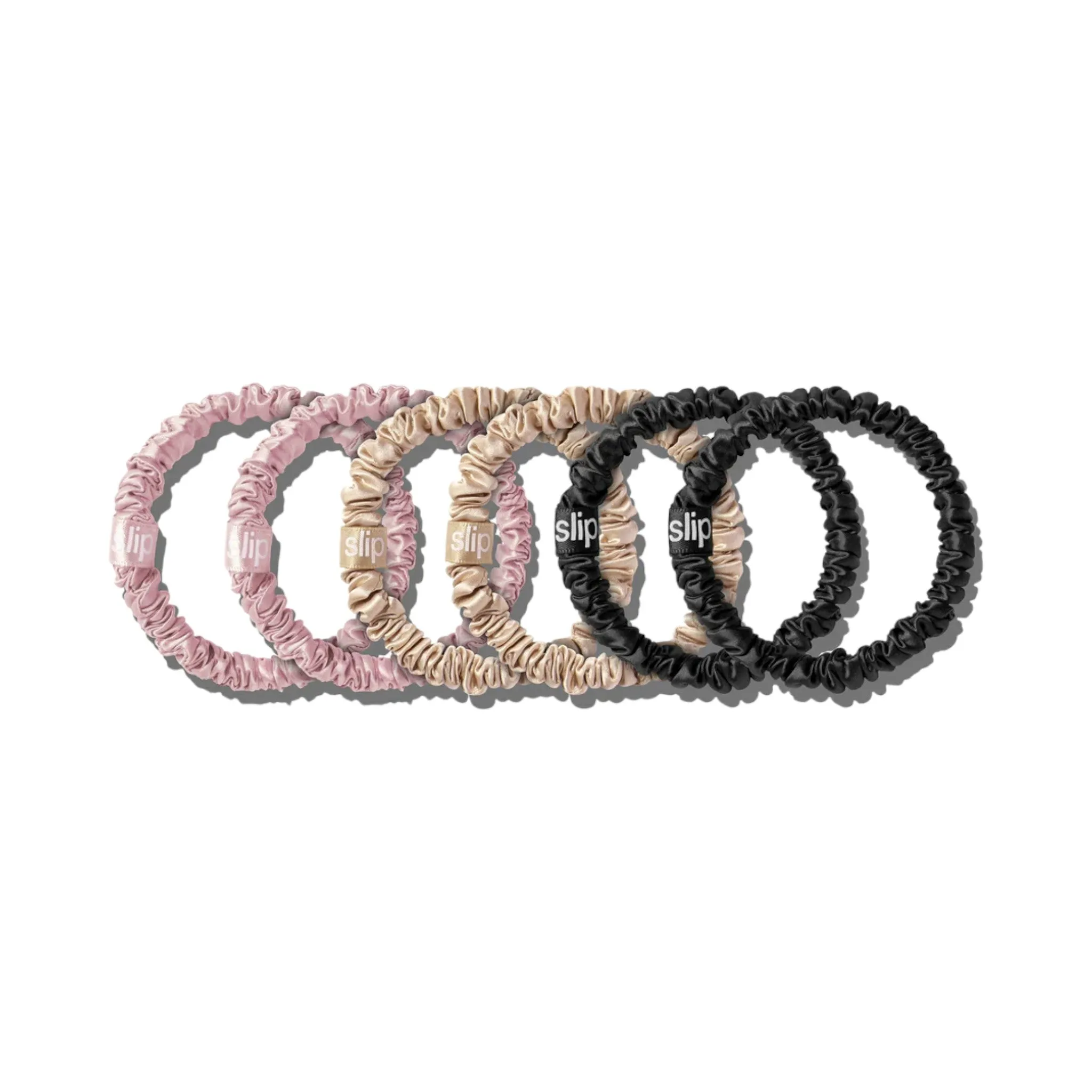 Silk Scrunchies Skinny Mixed Set Of 6