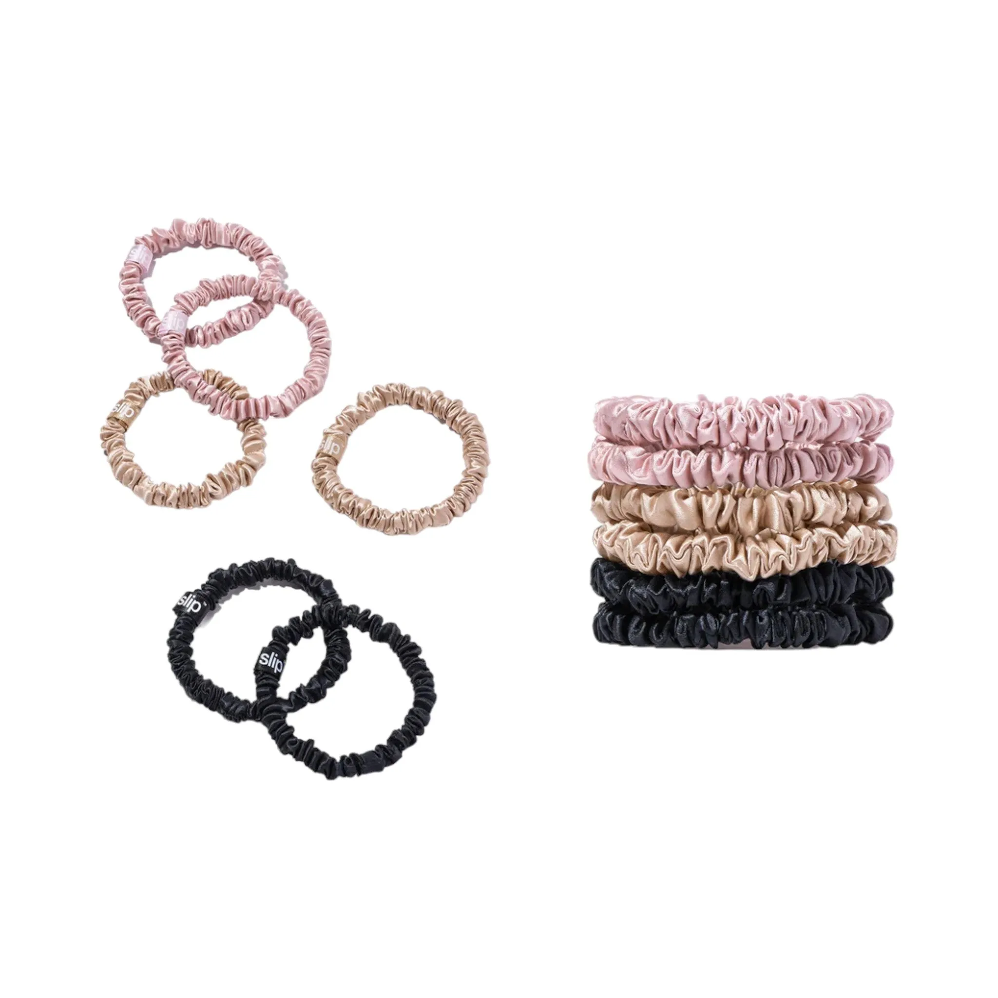 Silk Scrunchies Skinny Mixed Set Of 6