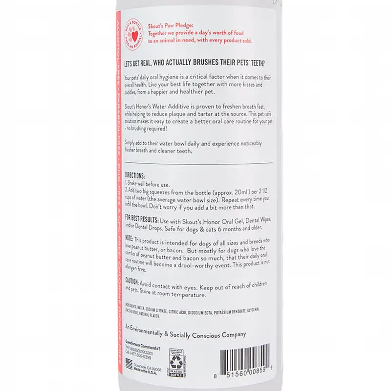 Skout's Honor Brushless Oral Care Water Additive Peanut Butter & Bacon