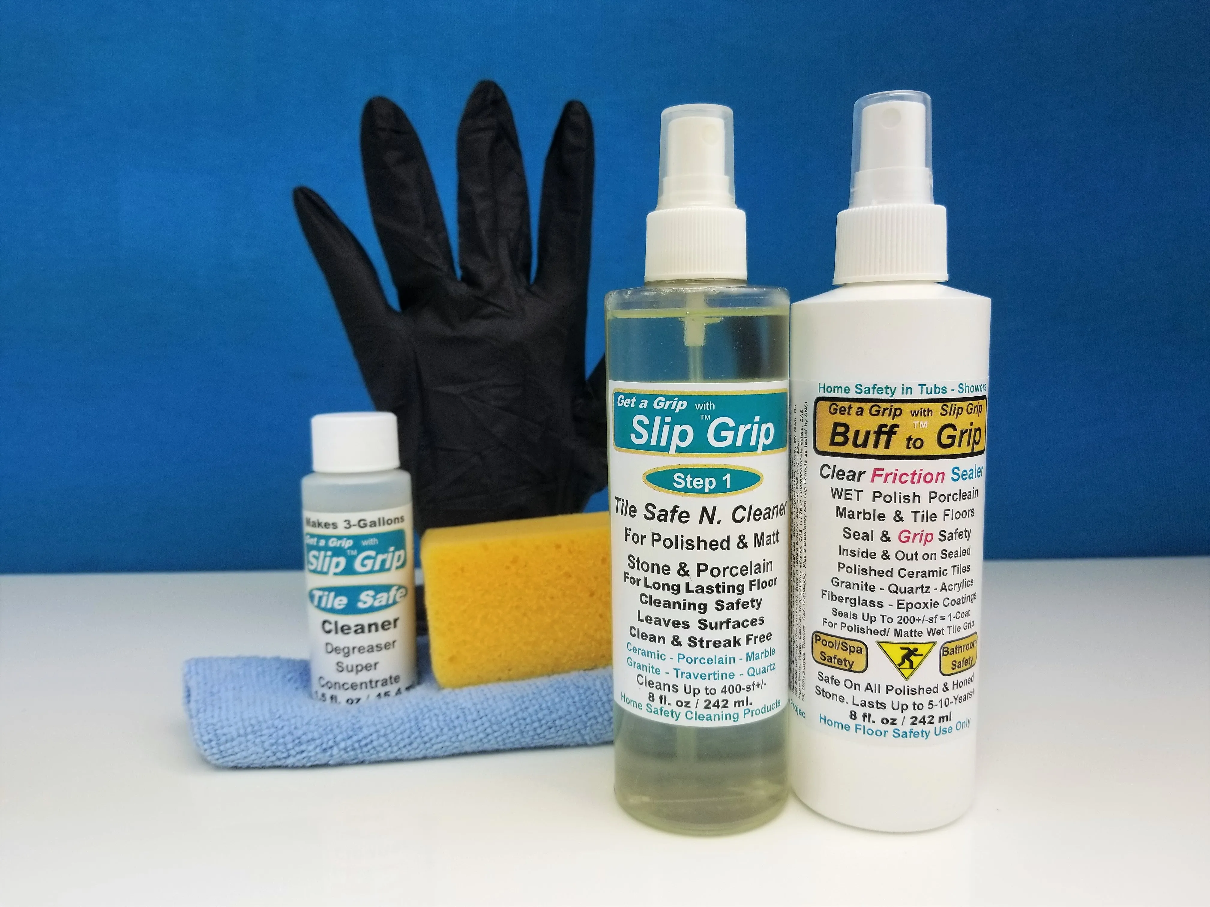 Slip Grip - Buff to Grip Friction Sealer & Cleaners   Starter Tool Kit fl. 8oz, 6 Items