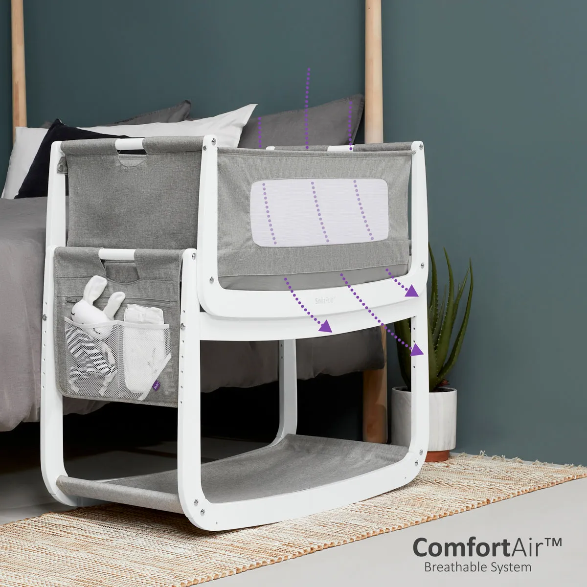 SnuzPod 4 Bedside Crib - Dusk Grey
