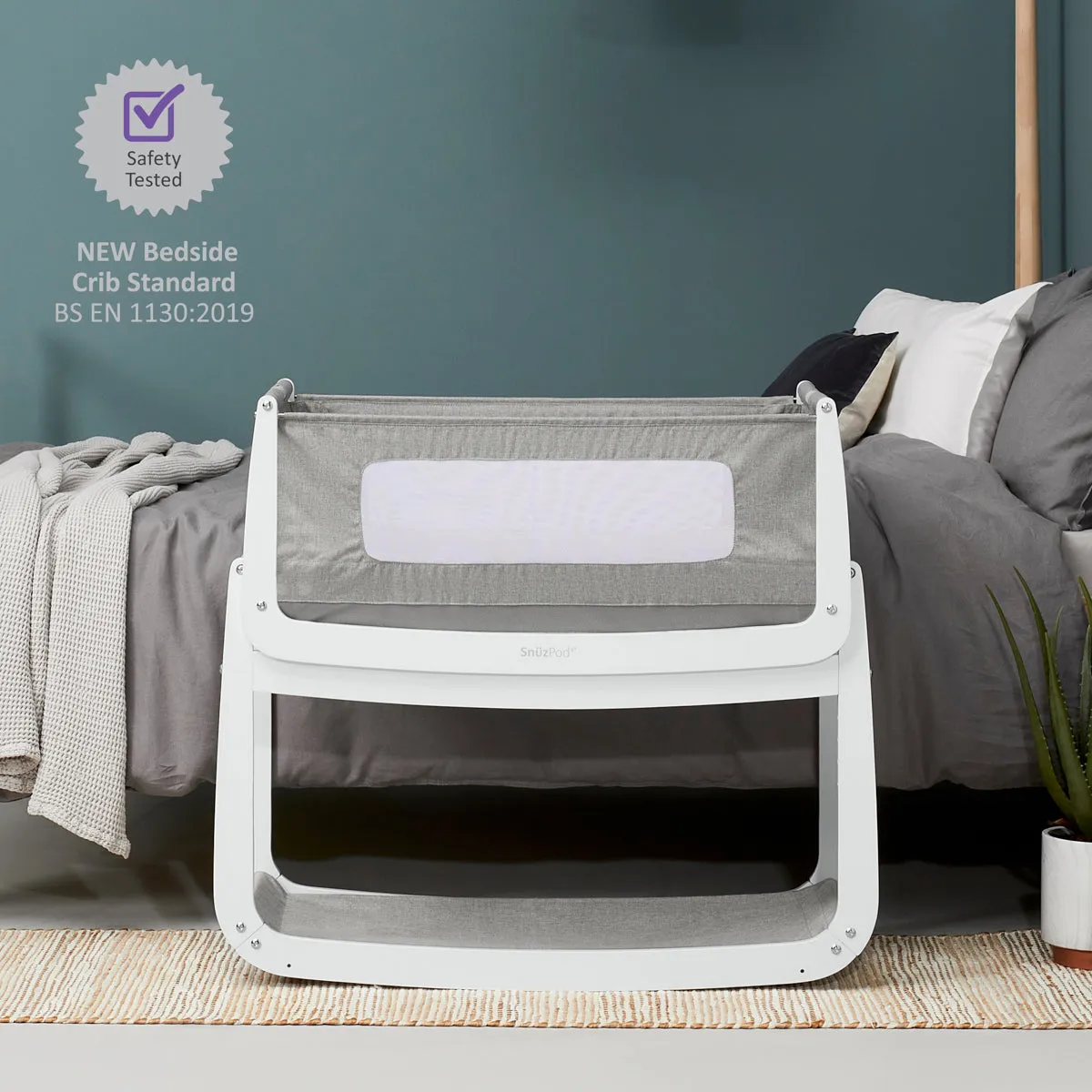 SnuzPod 4 Bedside Crib - Dusk Grey