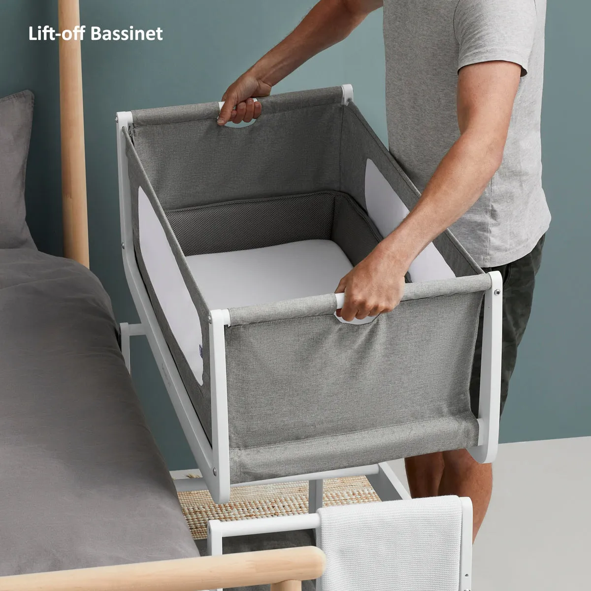 SnuzPod 4 Bedside Crib - Dusk Grey