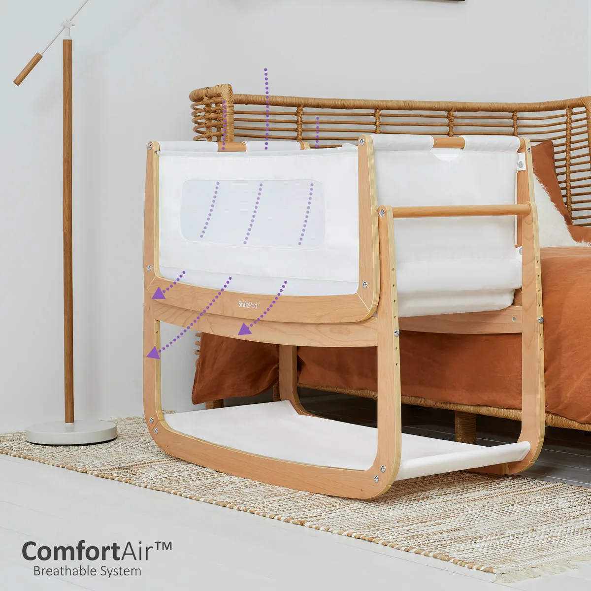 SnuzPod 4 Bedside Crib - Natural