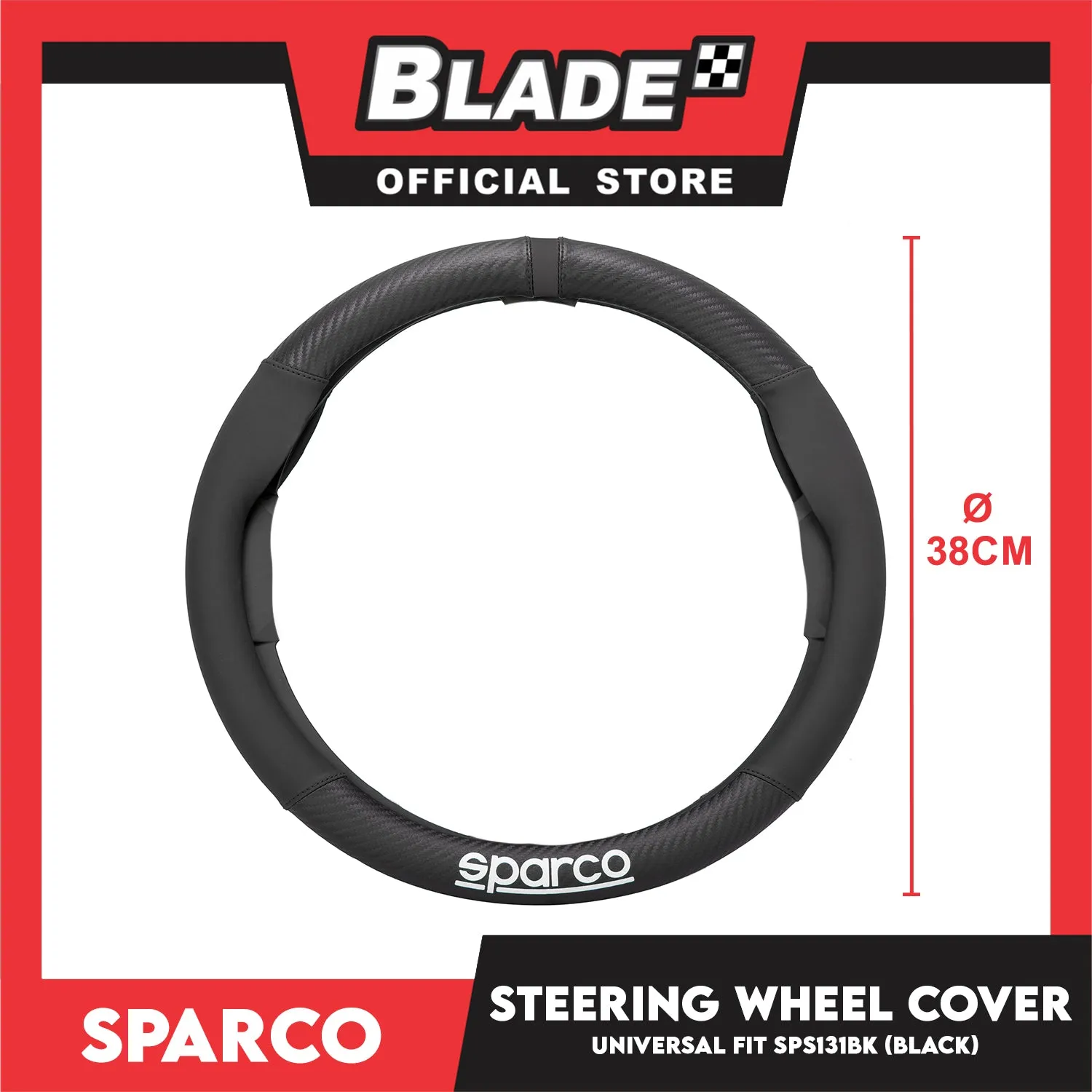 Sparco Corsa Steering Wheel Cover SPS131BK (Black) Universal Fit for Toyota, Mitsubishi, Honda, Hyundai, Ford, Nissan, Suzuki, Isuzu, Kia, MG and more