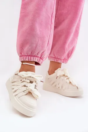Step in Style Women's Cream Sports Shoes Sneakers