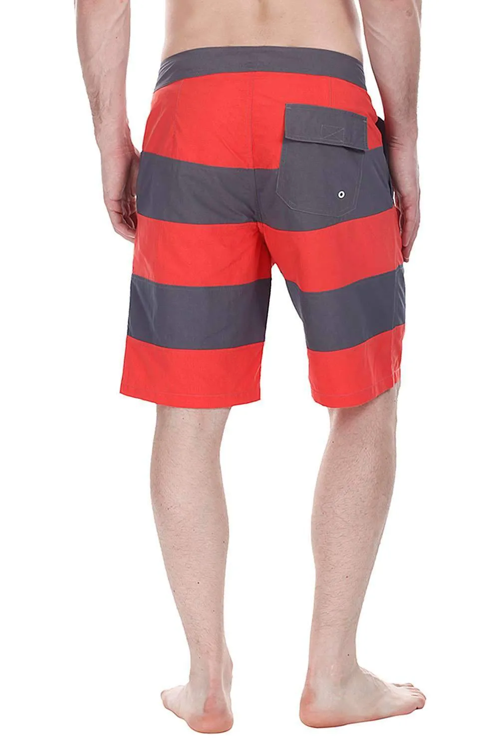 Stripe Colorblock Quick Dry Nylon Swim Board Shorts