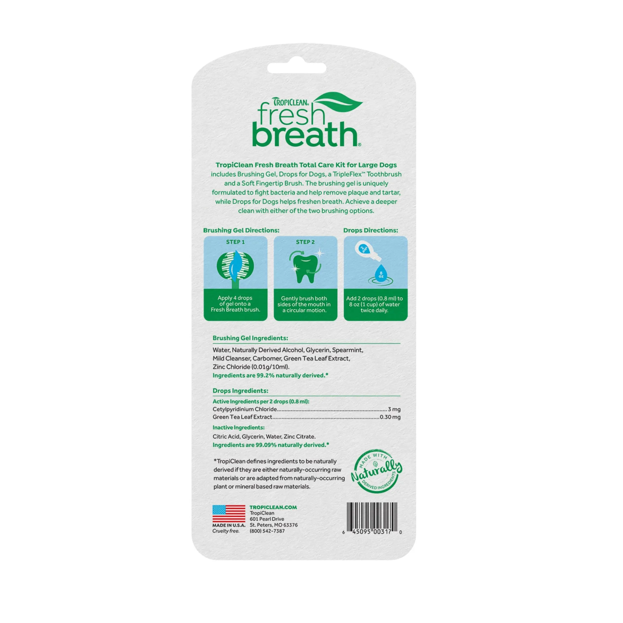 Tropiclean Fresh Breath Oral Care Kit For Dogs