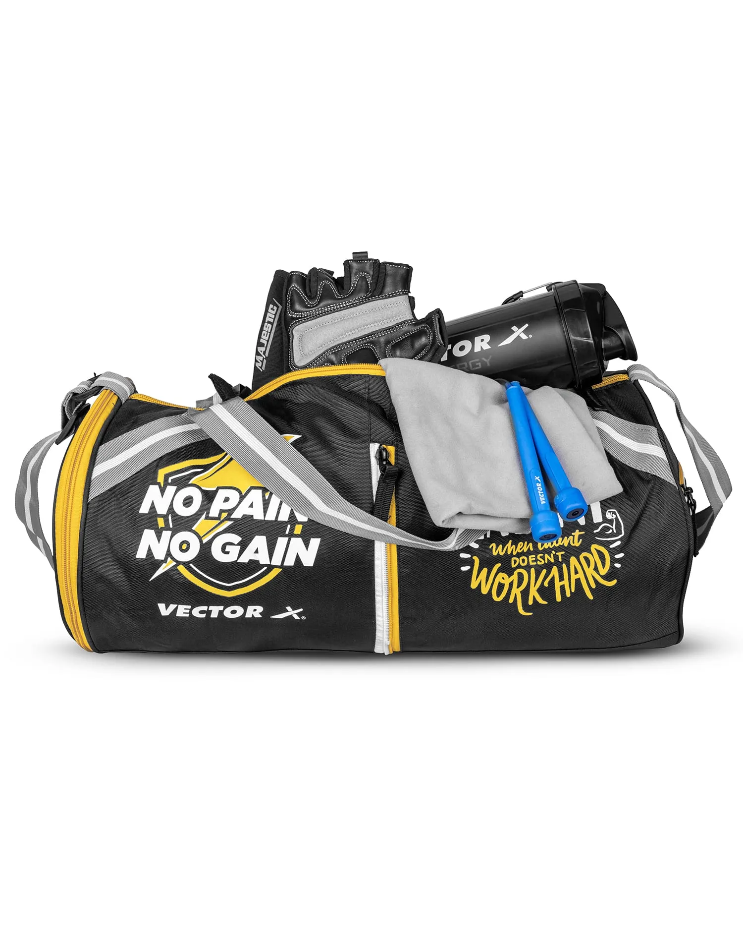 VECTOR X No Pain Gym Duffel 22 L Sports Bag for Men and Women Polyester (Black) 26 L