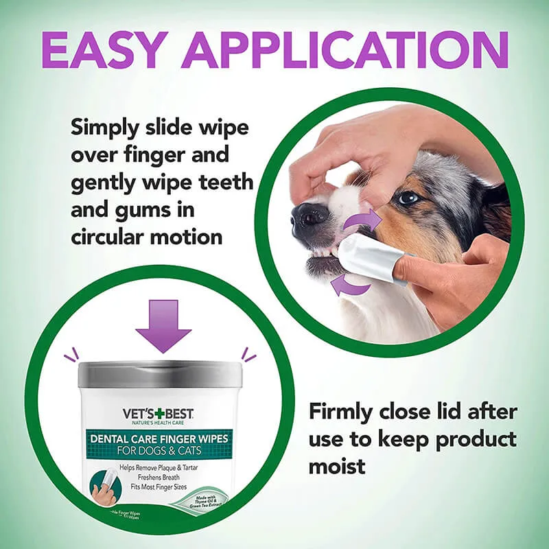 Vet's Best Dental Care Finger Wipes for Dogs & Cats