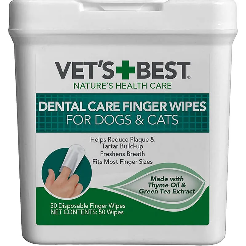 Vet's Best Dental Care Finger Wipes for Dogs & Cats