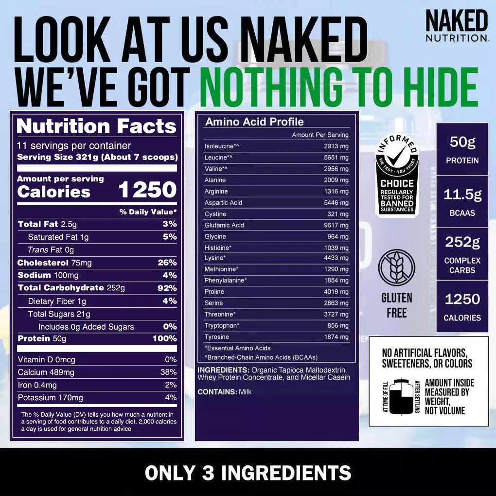 Weight Gainer Protein Supplement | Naked Mass