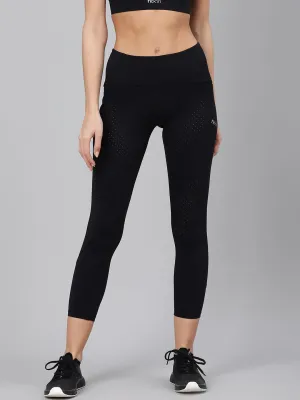 Women's Black Laser Cut Quick Dry Cropped Training Tights