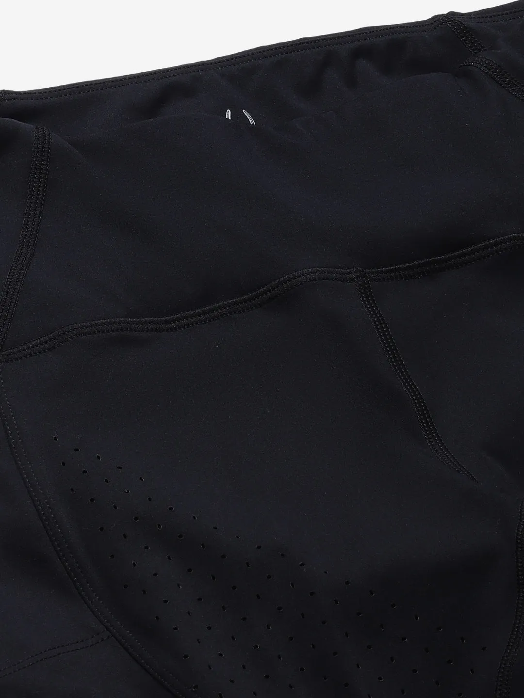 Women's Black Laser Cut Quick Dry Cropped Training Tights