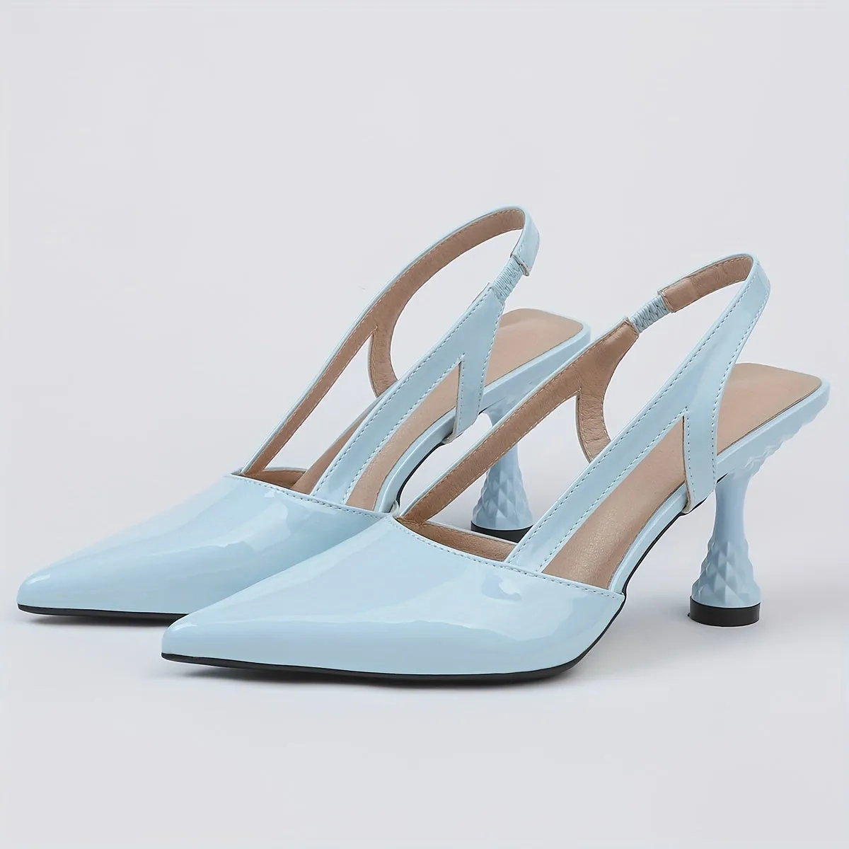 xieyinshe  Women's Solid Color Party Sandals, Ankle Strap Casual Chunky Heel Summer Shoes, Point Toe Lightweight Shoes