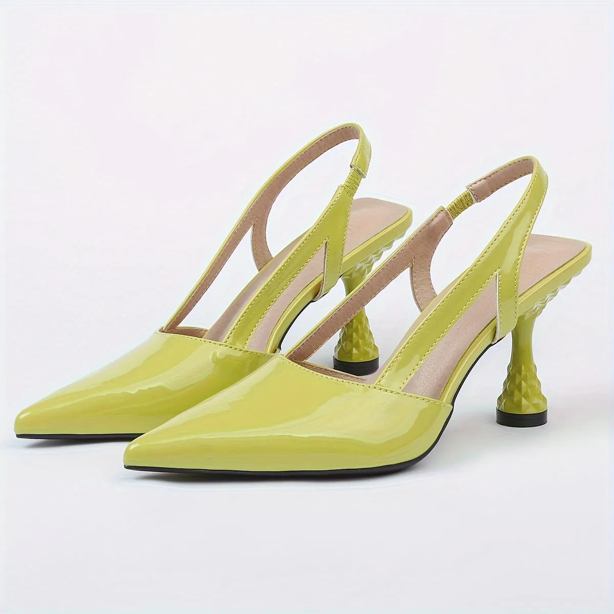 xieyinshe  Women's Solid Color Party Sandals, Ankle Strap Casual Chunky Heel Summer Shoes, Point Toe Lightweight Shoes