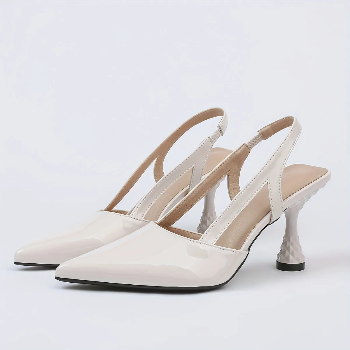 xieyinshe  Women's Solid Color Party Sandals, Ankle Strap Casual Chunky Heel Summer Shoes, Point Toe Lightweight Shoes