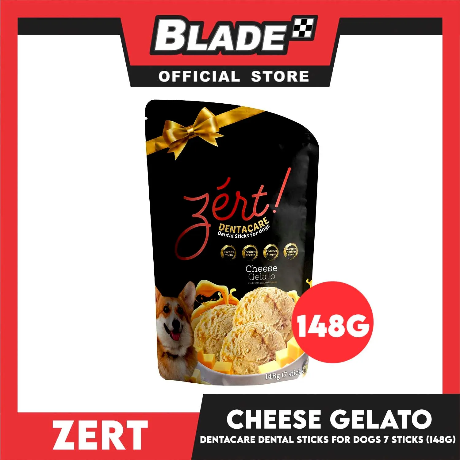 Zert Dentacare Dental Stick for Dogs 148g (Cheese Gelato)