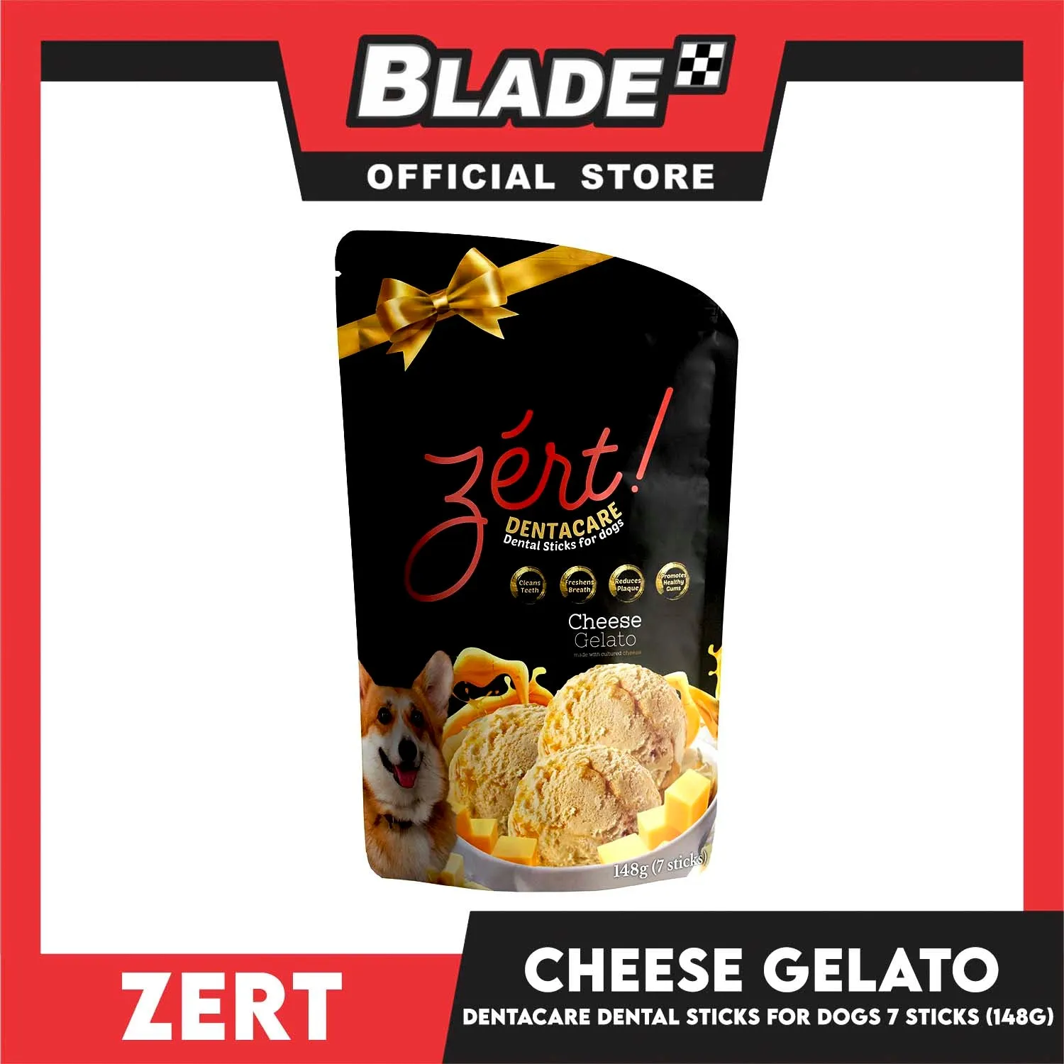 Zert Dentacare Dental Stick for Dogs 148g (Cheese Gelato)
